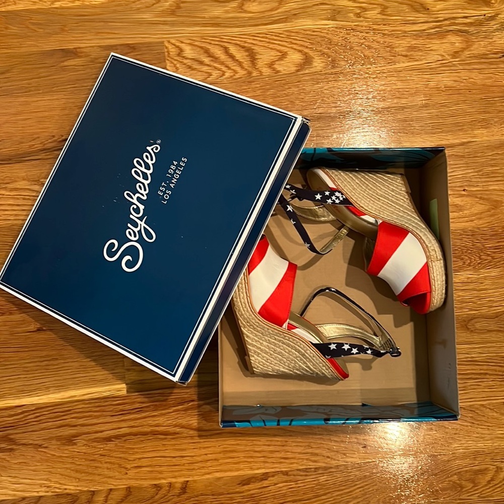 Seychelles American flag 4th of July/Memorial day platform sandals